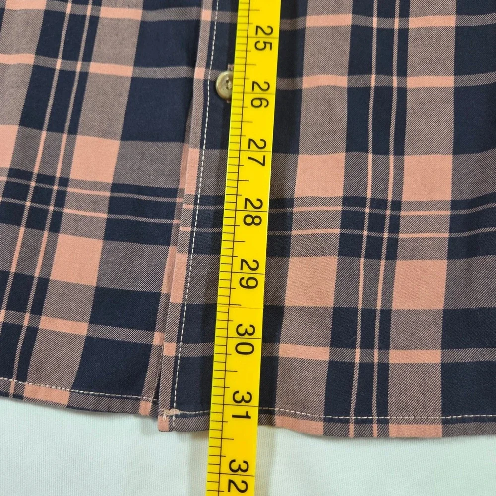 The North Face Mens XL Plaid Button Down Shirt Navy Peach Long Sleeve